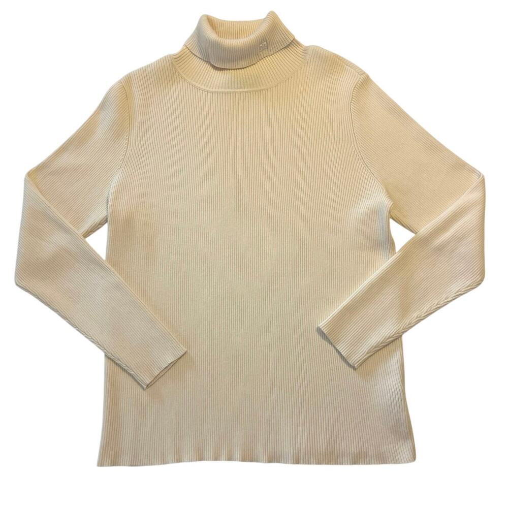 Lauren Ralph Lauren Ribbed Turtleneck Sweater Womens Size 1X Cotton Work Pastel